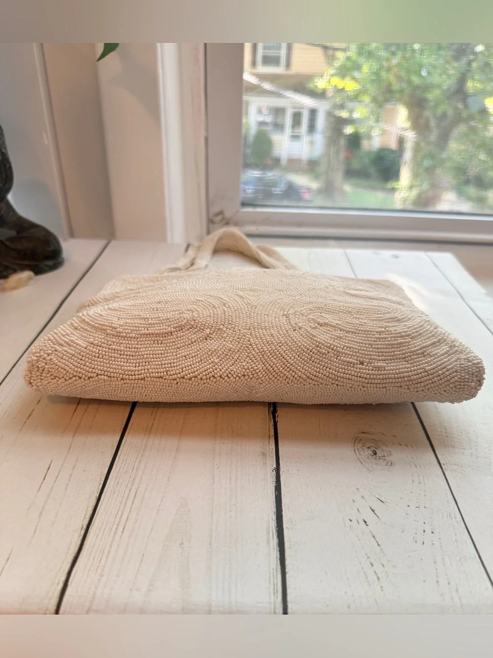 Walborg | Vintage Hand-Beaded Ivory Evening Bag, Made in Belgium
